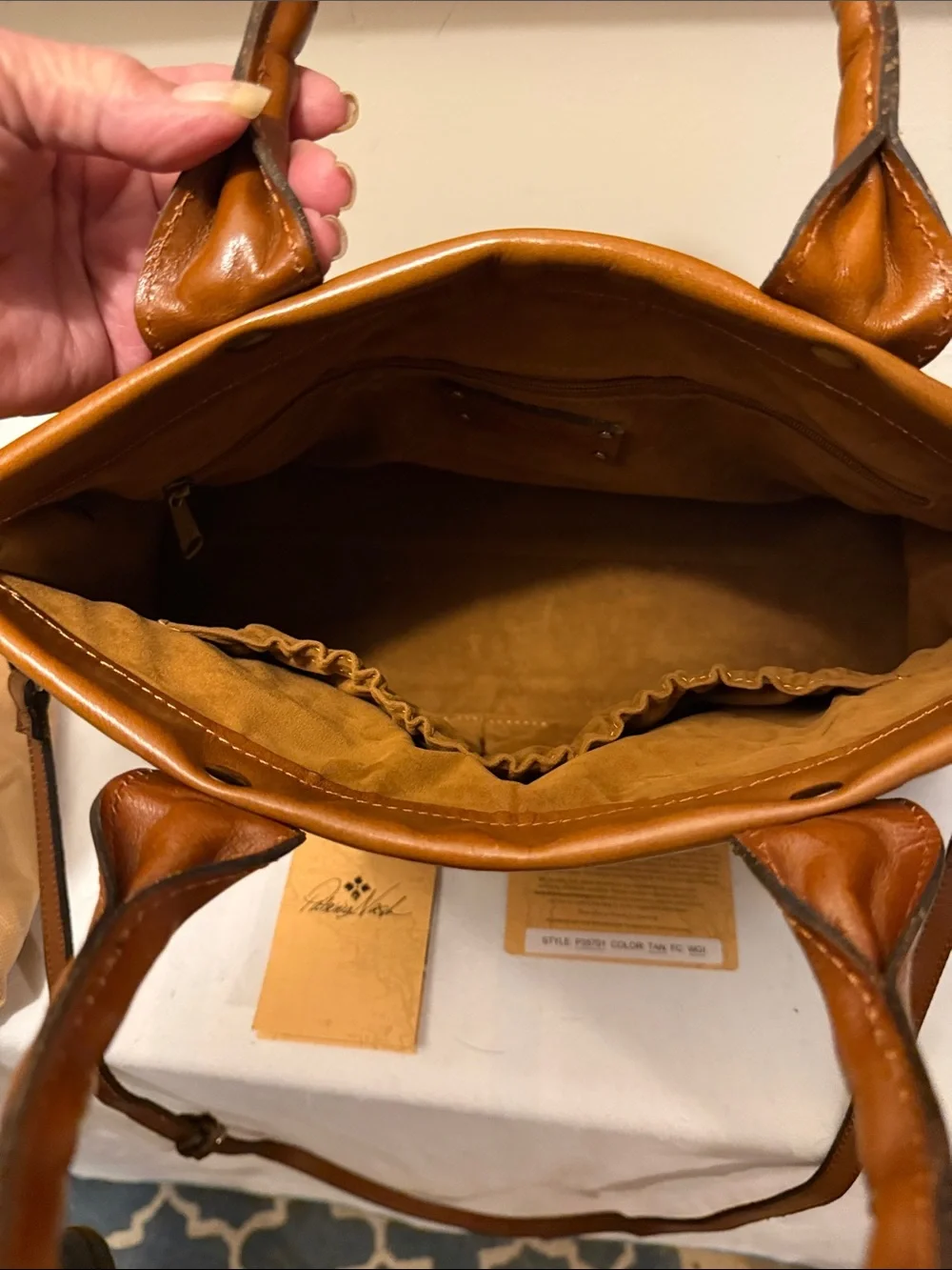 Woven Leather Satchel in Brown